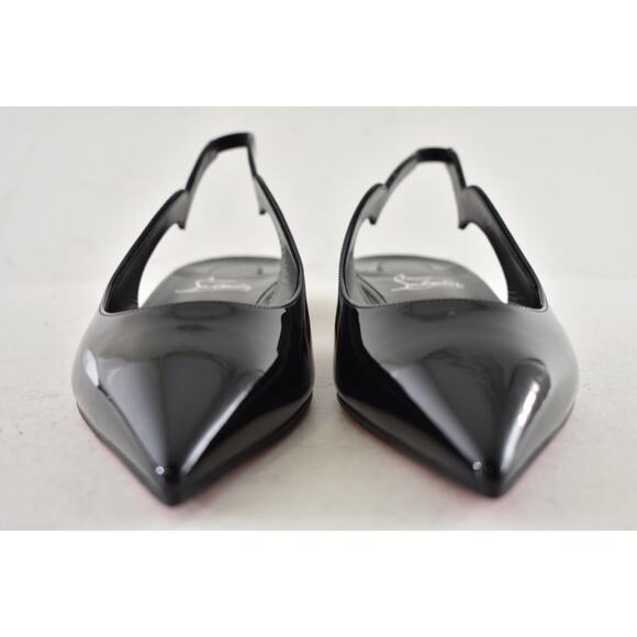 Christian Louboutin Hot Chickita Sling Flat Black Patent Slingback Ballet 38.5 - Picture 8 of 14